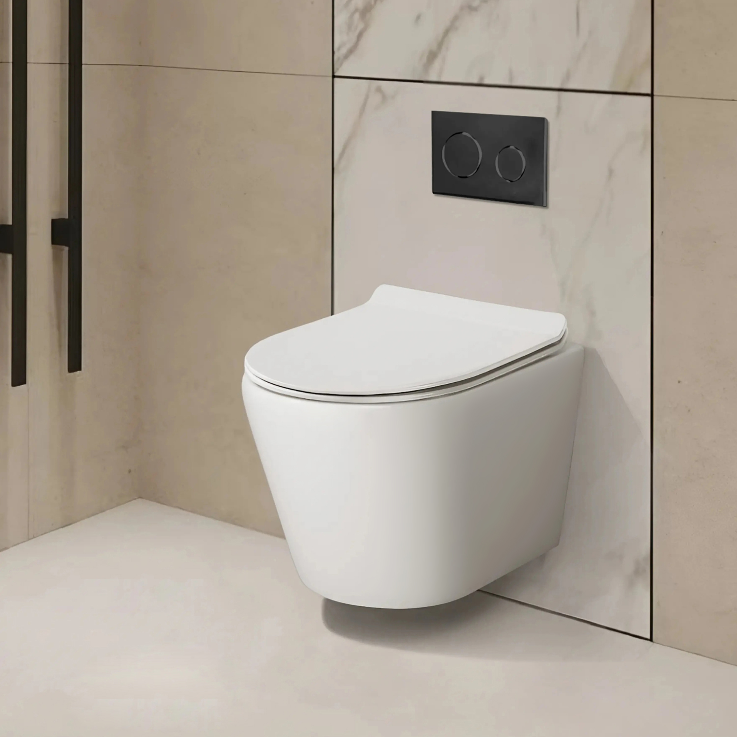 Унитаз CeruttiSPA Luigi Aria Tornado CT11101 подвесной, безободковый, смыв Торнадо, с сиденьем микролифт, цвет белый - фото 1