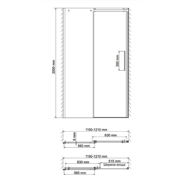 Душевая дверь WasserKRAFT Dinkel WasserSchutz 58R05 120x200, стекло прозрачное, профиль серебристый - фото 1