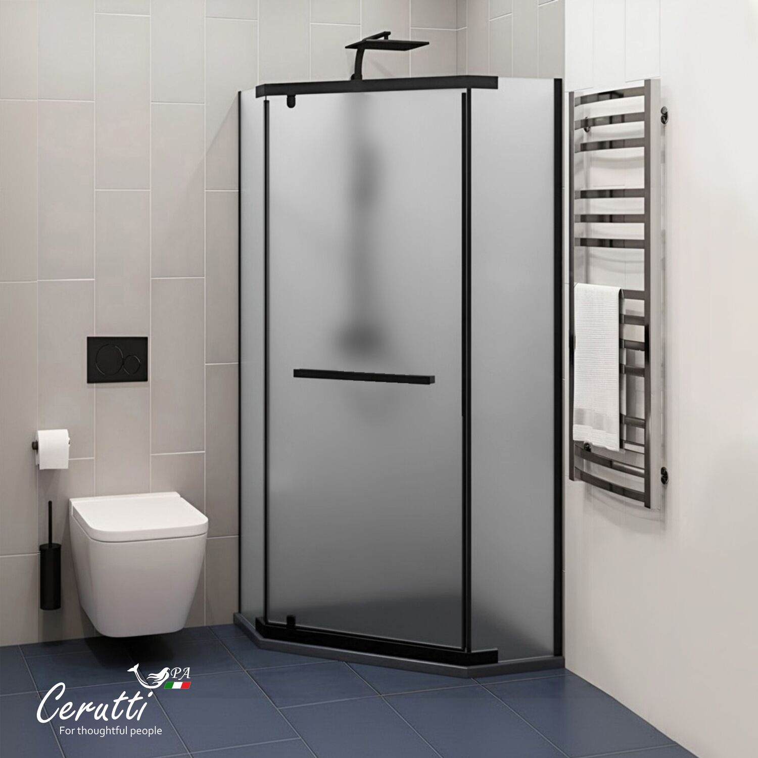 Душевой уголок CeruttiSPA Chika ZP91BF 90x90, стекло матовое, профиль черный матовый