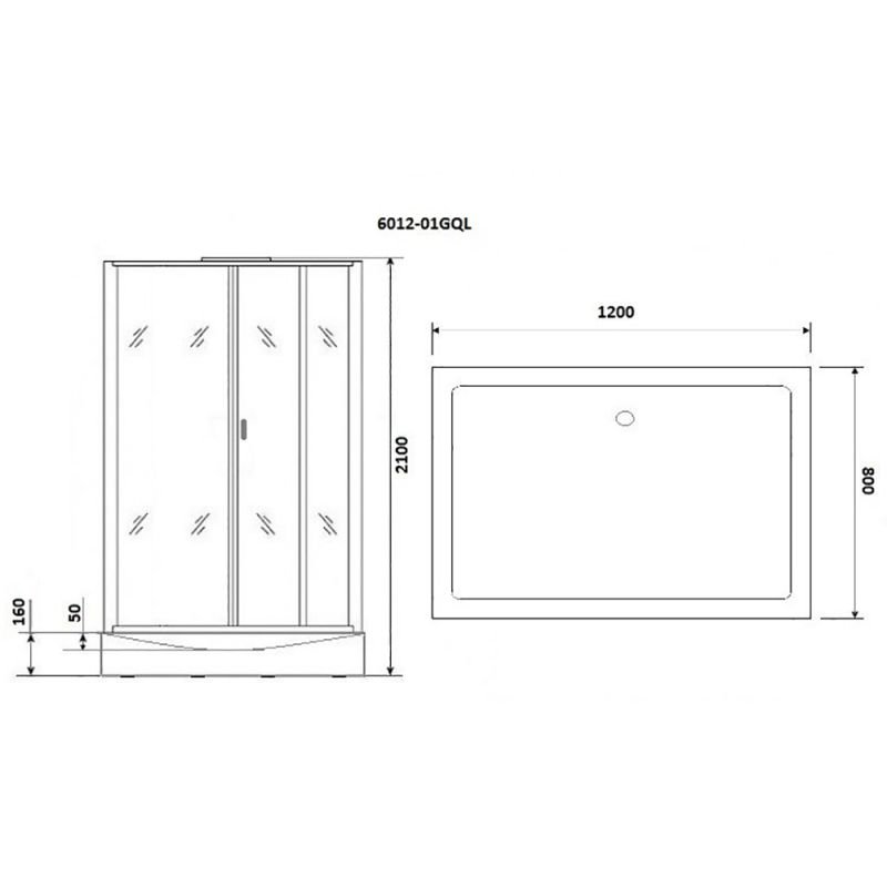 Душевая кабина Niagara Premium NG-6012-01GQ L 120х80, левая, стекло прозрачное, профиль хром, с крышей, с гидромассажем, с пультом управления - фото 1