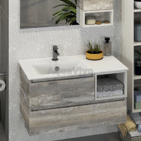 Тумба Comforty Турин 90L с раковиной Comforty 9090EL цвет дуб бежевый