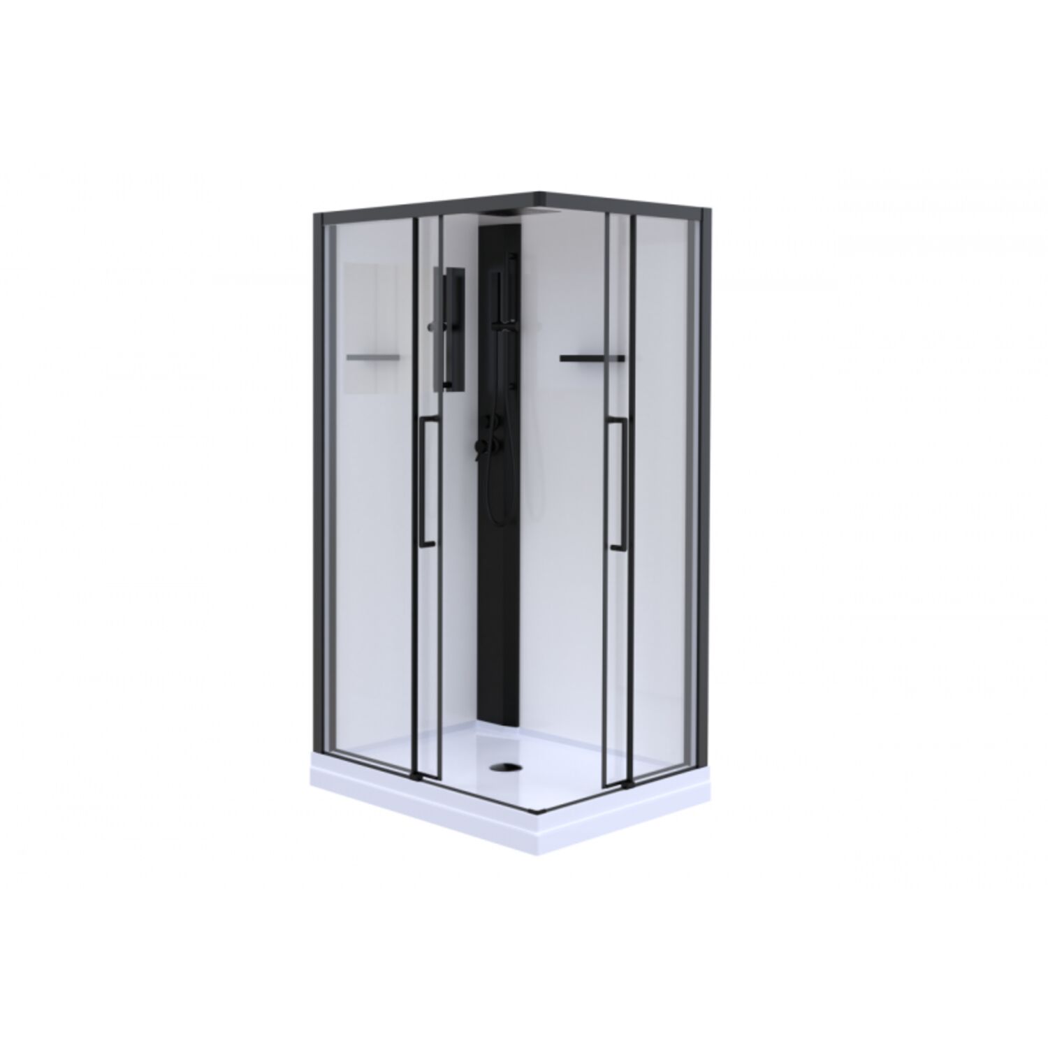 Душевая кабина Esbano Muse ESM-108CKR 100x80, правая, стекло прозрачное, профиль черный, с крышей