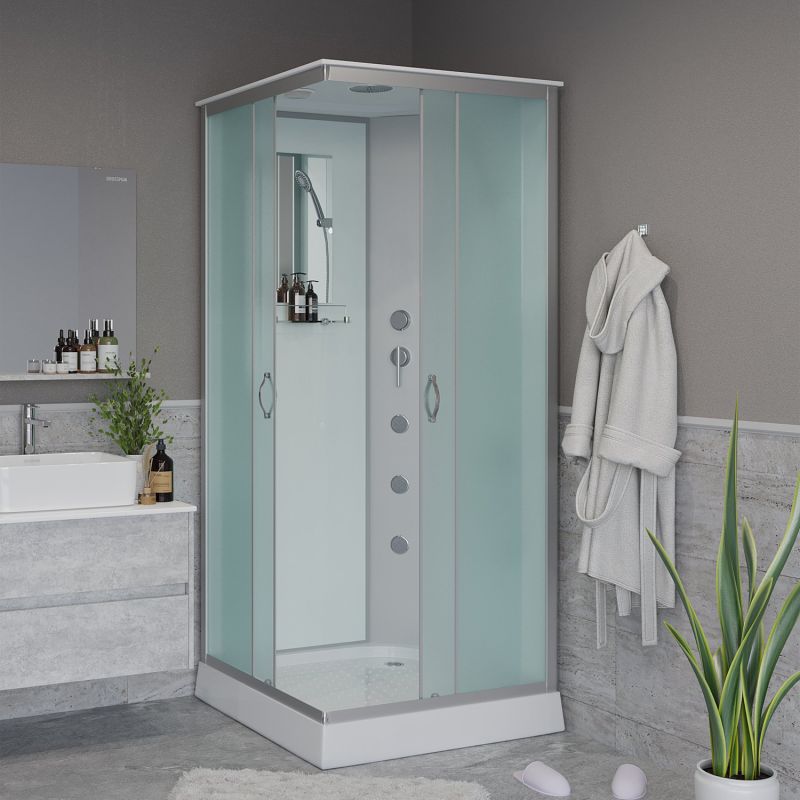 Душевая кабина Niagara Classic NG-1101-14G 90x90, стекло матовое, профиль серебро, с крышей, с гидромассажем