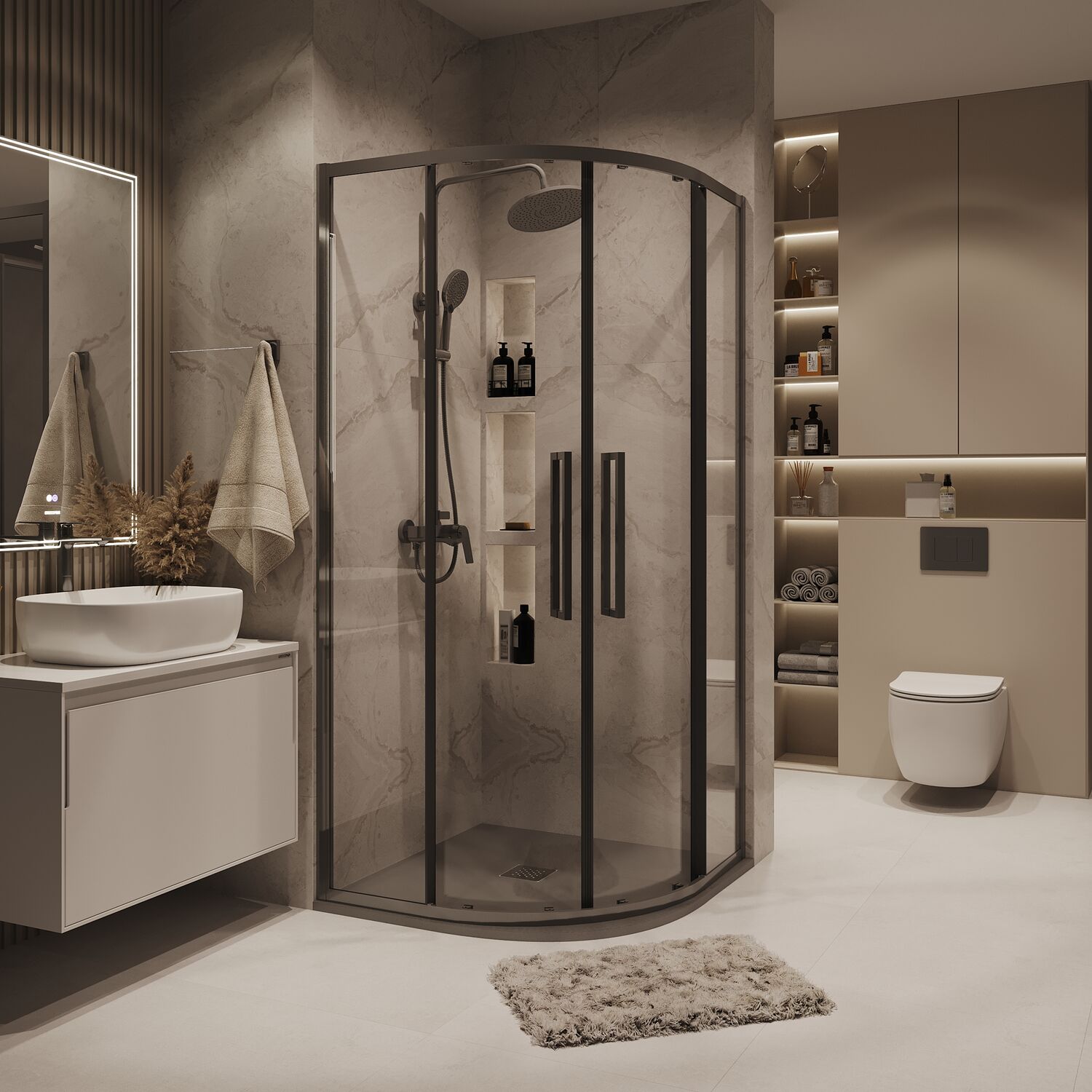 Душевой уголок Grossman Cosmo 301.K33.02.9090.42.00 90х90, стекло прозрачное, профиль графит сатин - фото 1