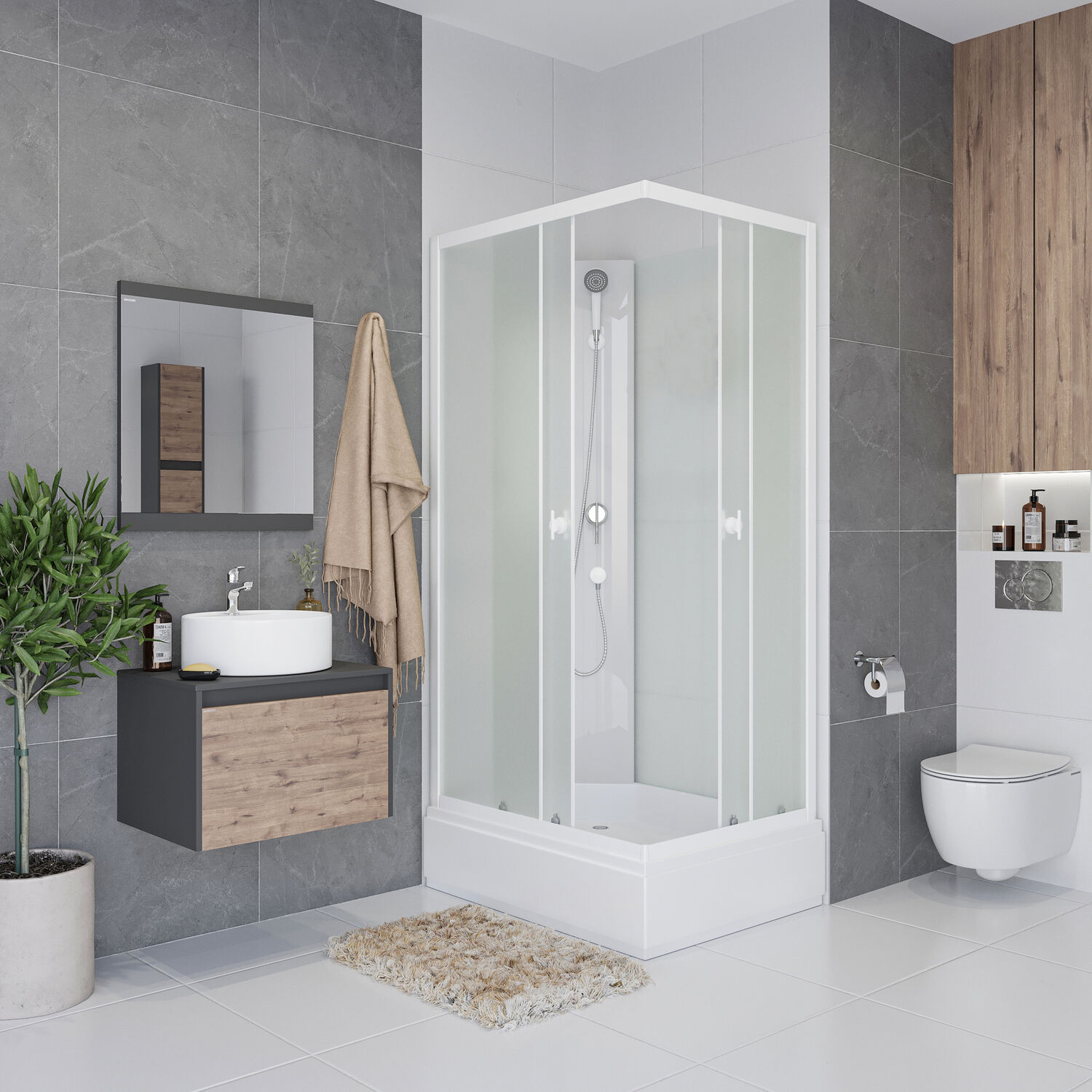 Душевая кабина Niagara Promo P110/80/26Q/MT/BK 110х80, стекло матовое, профиль белый, без крыши 