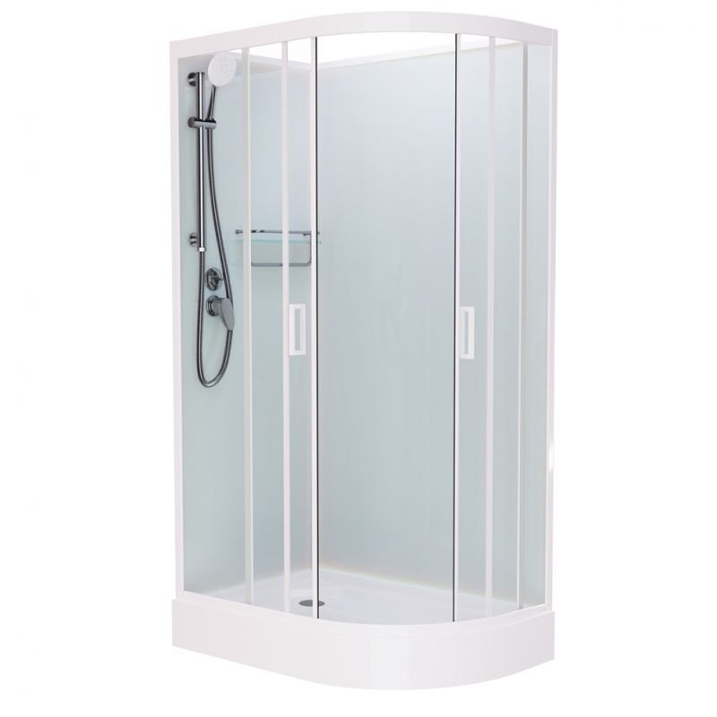 Душевая кабина Frank F411 L White 110x80, левая, с полотенцедержателем, стекло прозрачное, профиль белый, без крыши - фото 1
