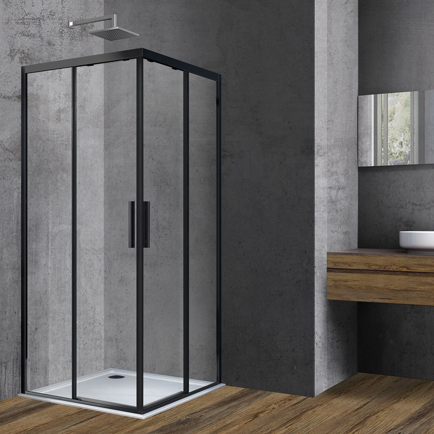 Душевой уголок Vincea Soft VSS-3SO 90x90, стекло прозрачное, профиль черный