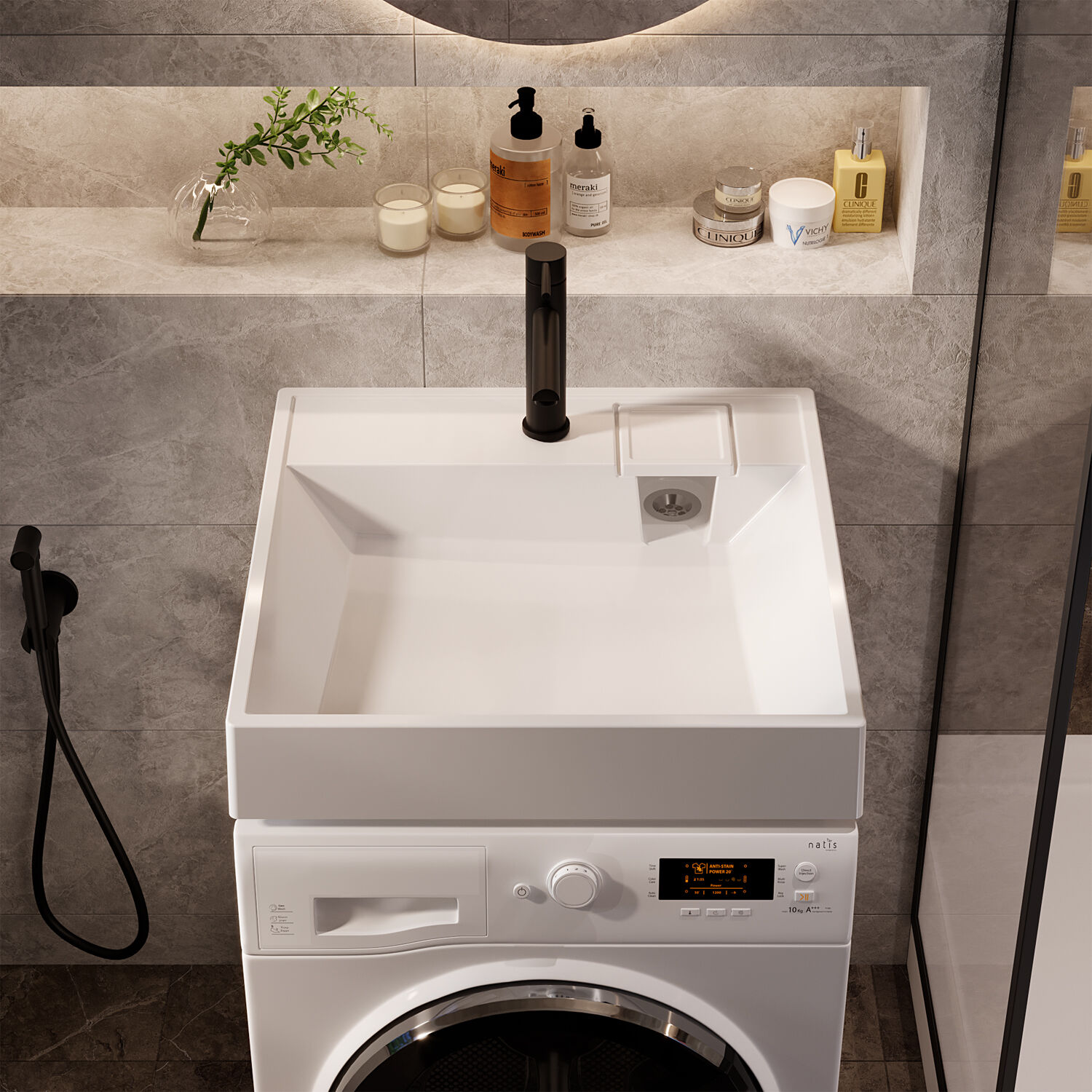 Раковина Mixline Лерон 60x60 над стиральной машиной, цвет белый - фото 1