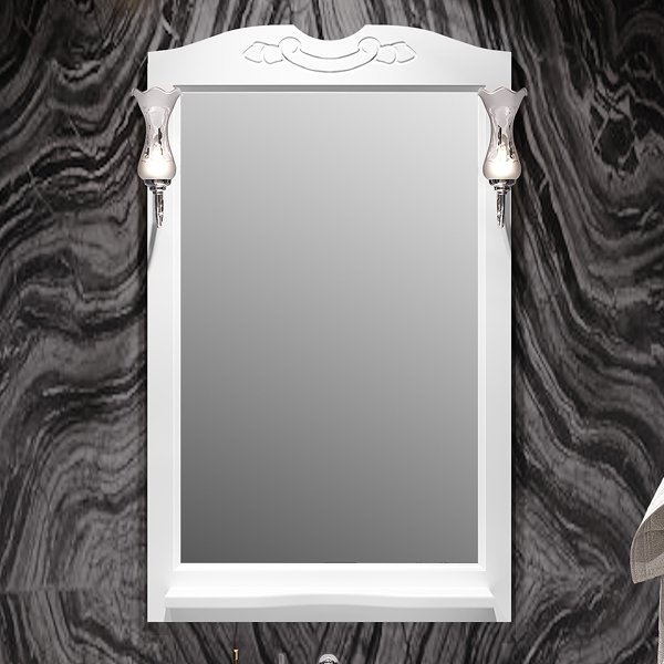 Зеркало Опадирис Брунелла 65x105, с отверстиями для светильников, цвет белый матовый