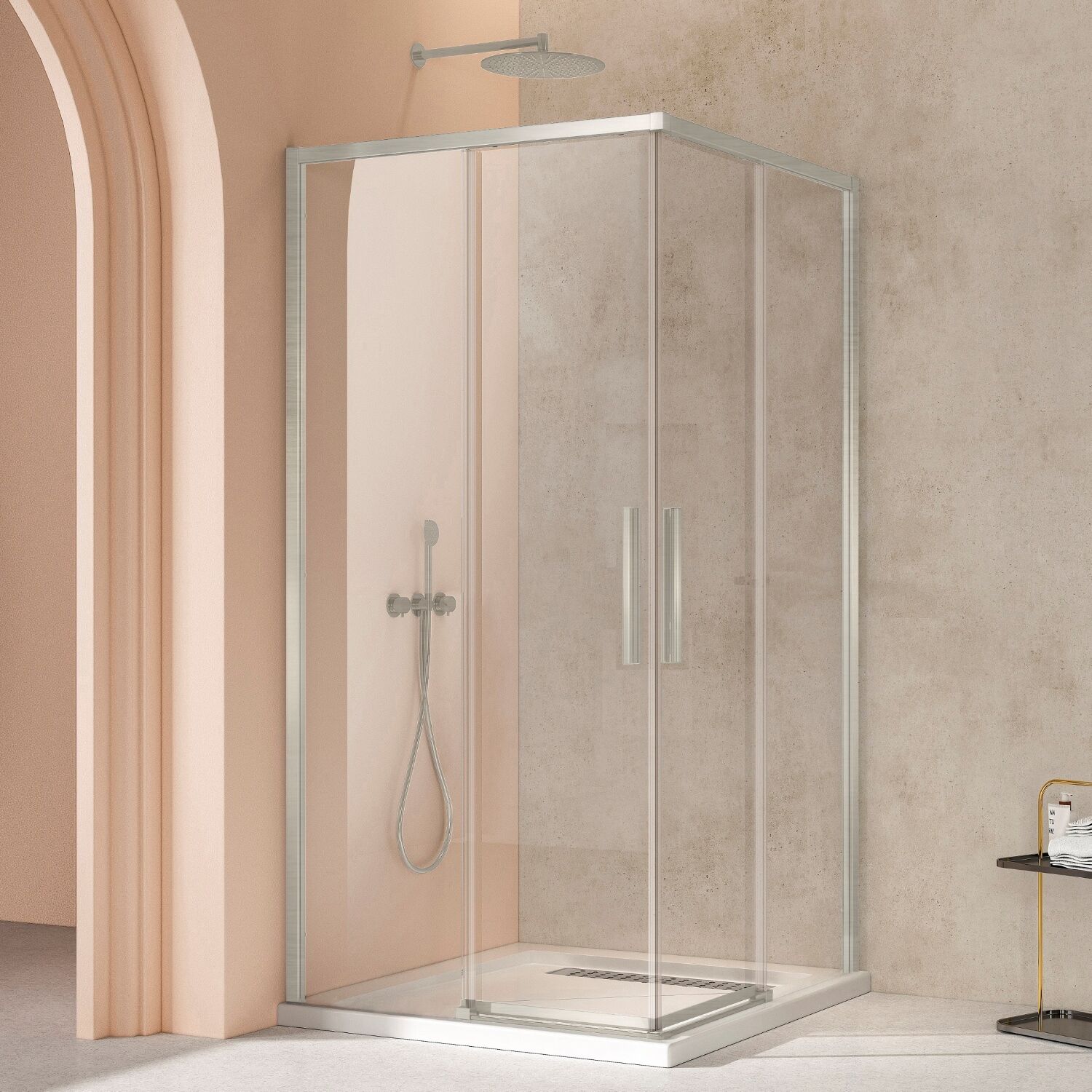 Душевой уголок Vincea Slim VSS-4SL 90x90, стекло прозрачное, профиль брашированный никель