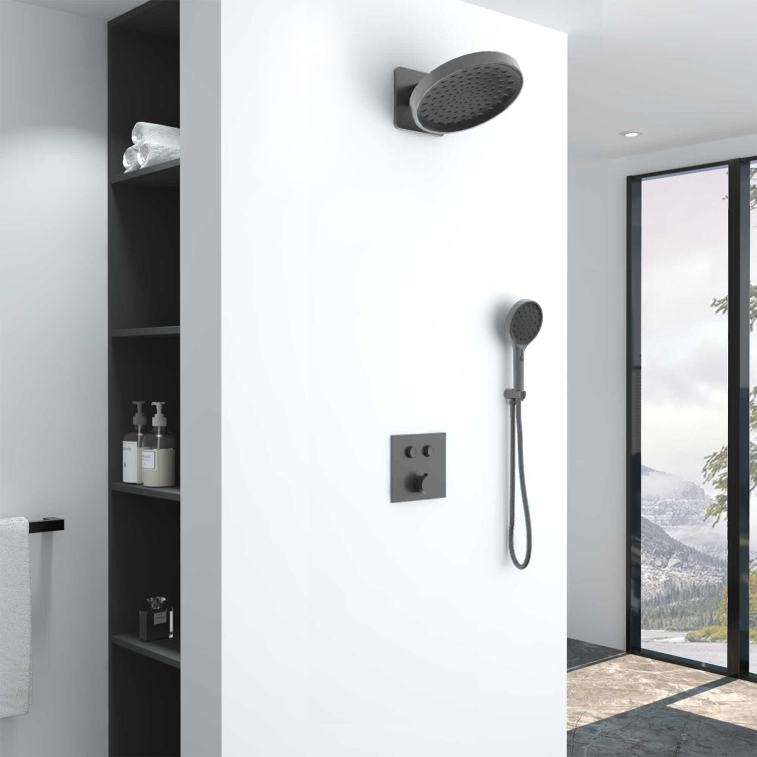 Душевой комплект Vincea VSFW-421I3GM, встраиваемый, цвет вороненая сталь - фото 1