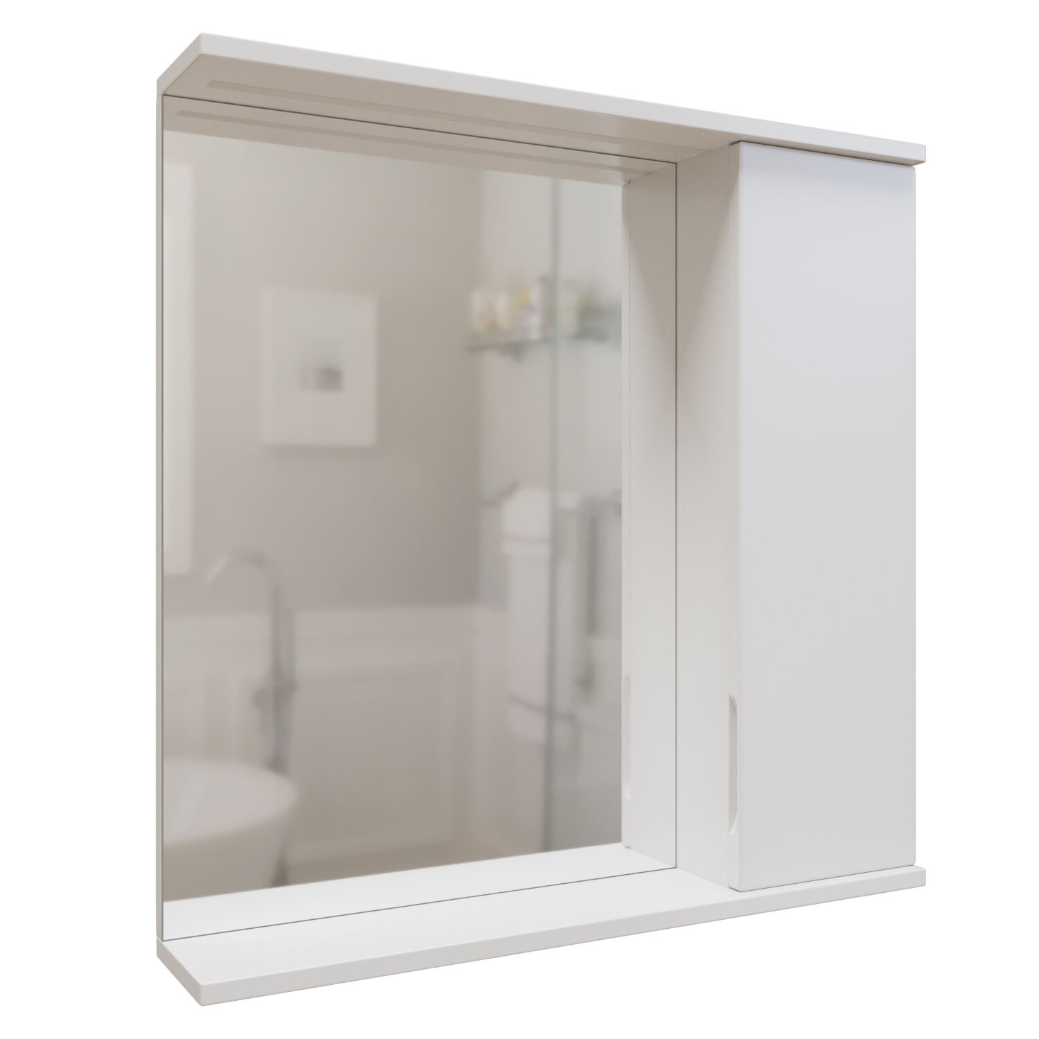 Шкаф-зеркало Mixline Лайн 70, правый, с подсветкой, цвет белый