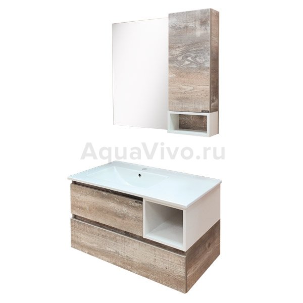 Мебель для ванной Comforty Турин 90L, цвет дуб бежевый