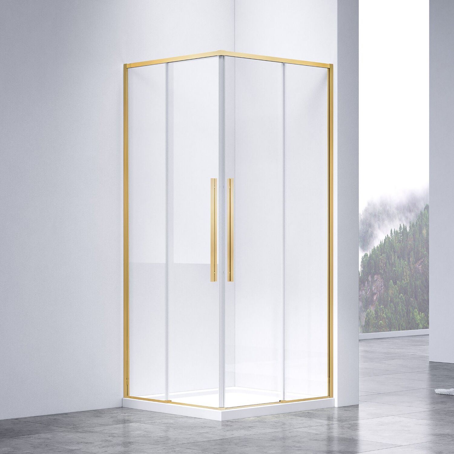 Душевой уголок Vincea Slim-N VSS-4SN 100x80, стекло прозрачное, профиль брашированное золото