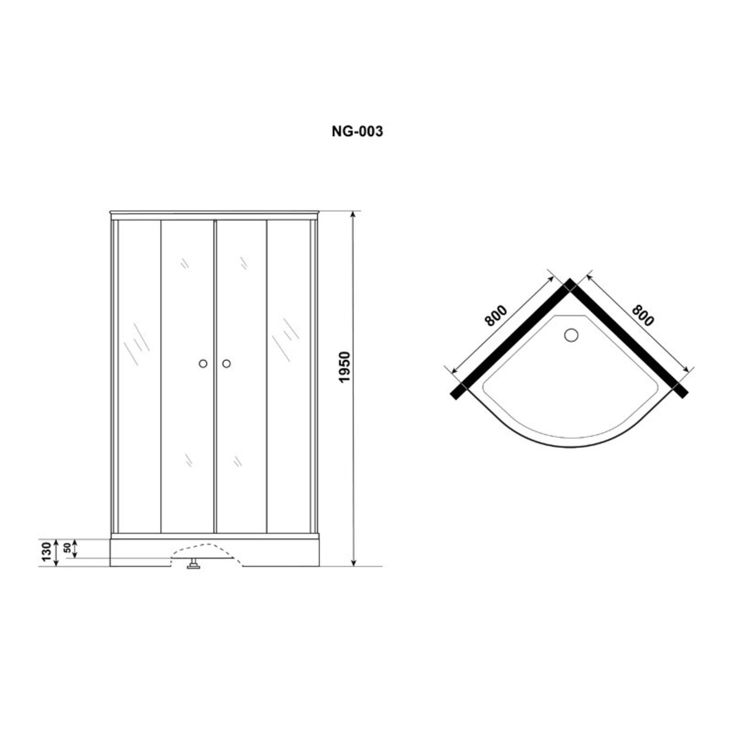 Душевой уголок Niagara Eco NG-003-14MT 80х80, стекло матовое, профиль черный - фото 1
