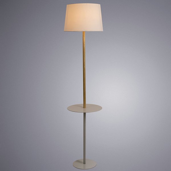 Торшер Arte Lamp Connor A2102PN-1WH, арматура белая / бежевая, плафон ткань белая, 38х38 см - фото 1