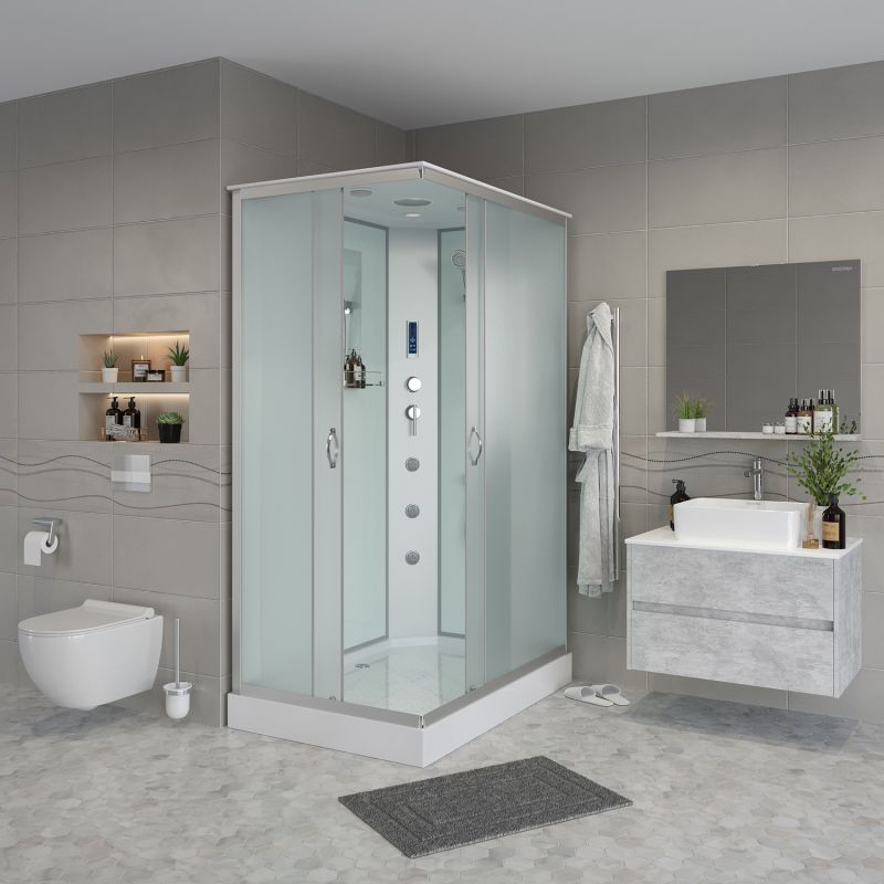 Душевая кабина Niagara Classic NG-43975-14QF 90x70, стекло матовое, профиль серебро, с крышей, с гидромассажем, с пультом управления - фото 1