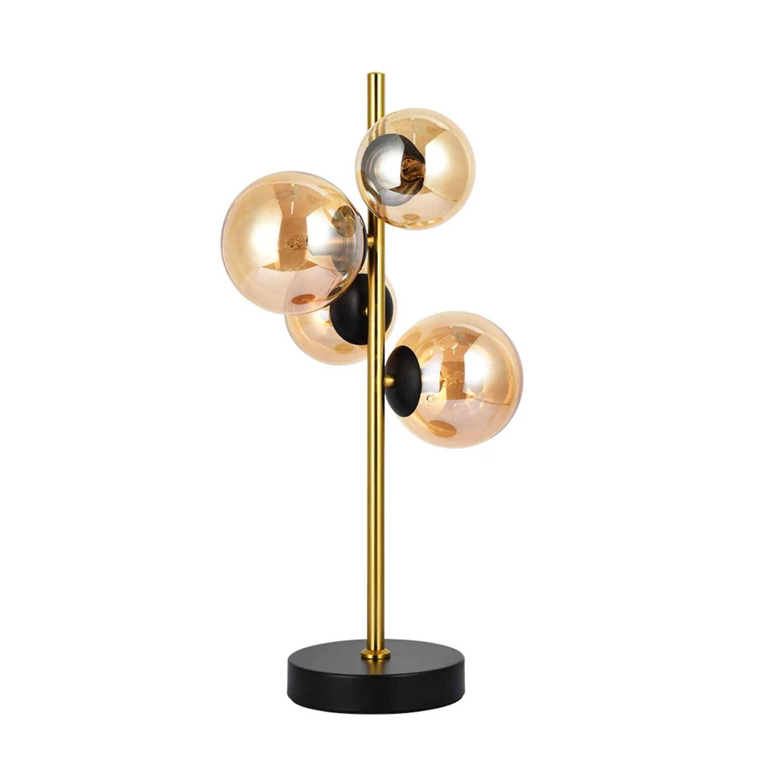 Декоративная настольная лампа Arte Lamp Gemini A2243LT-4PB, арматура полированная медь, плафон стекло янтарное