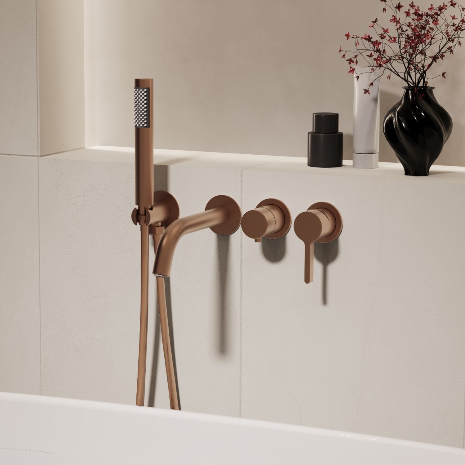 Смеситель Vincea Villa VTFW-1VL1BC для ванны, встраиваемый, цвет брашированная медь - фото 1