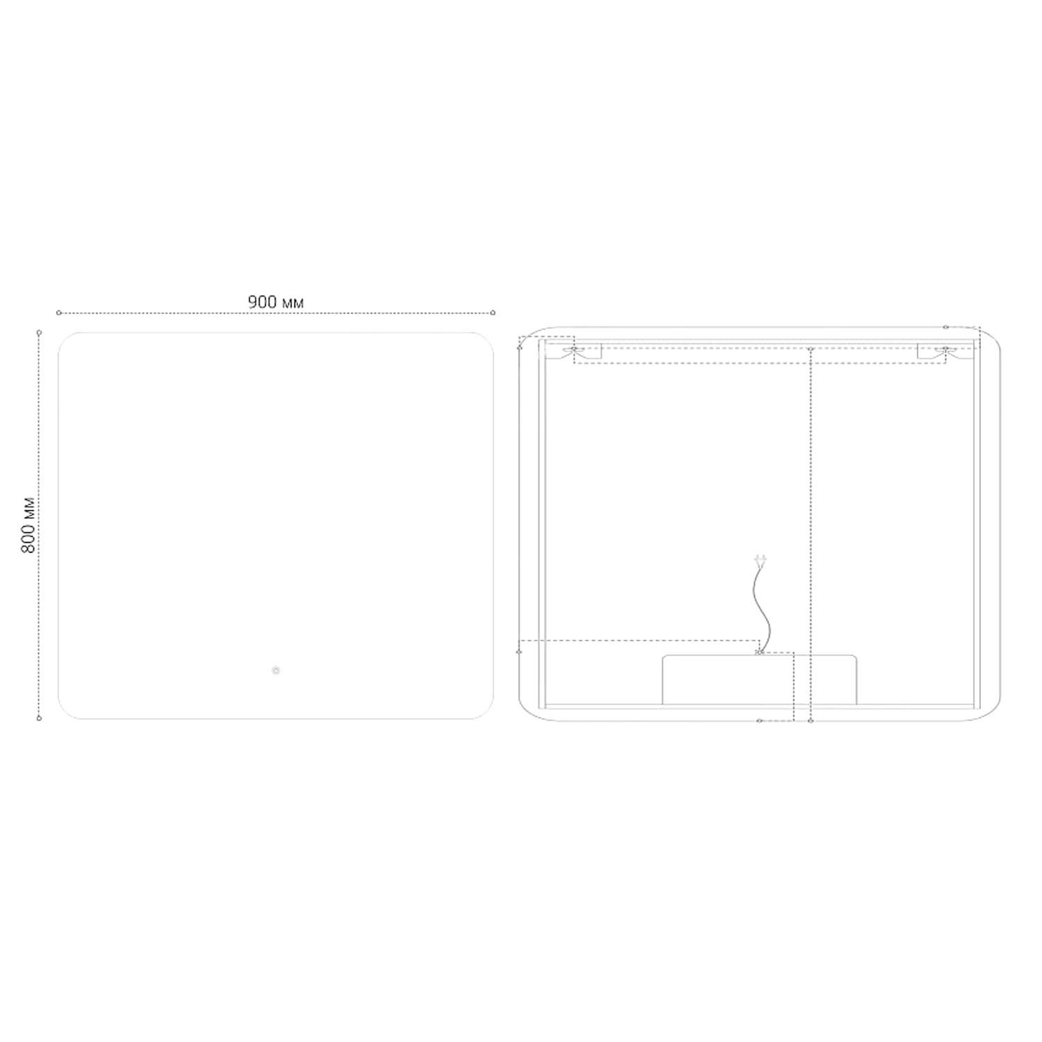 Зеркало Grossman Elegans Norma 90x80, с подсветкой, диммером и функцией антизапотевания - фото 1