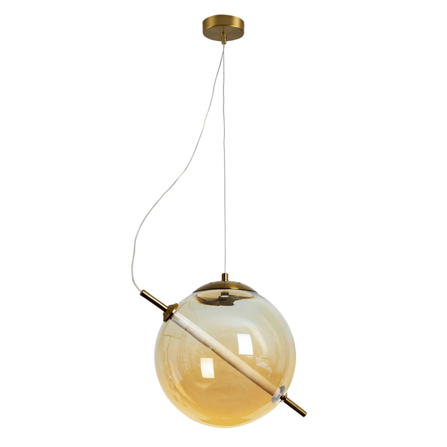 Подвесной светильник Arte Lamp Нolly A3230SP-1PB, арматура полированная медь, плафон стекло янтарное