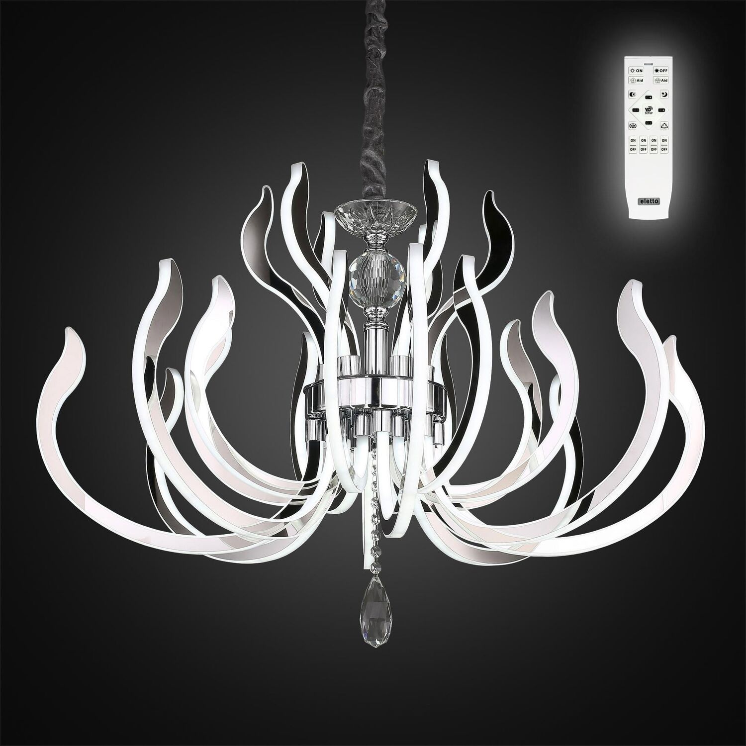 Подвесная люстра Citilux Miranda EL337P22, арматура хром, плафоны акрил белый