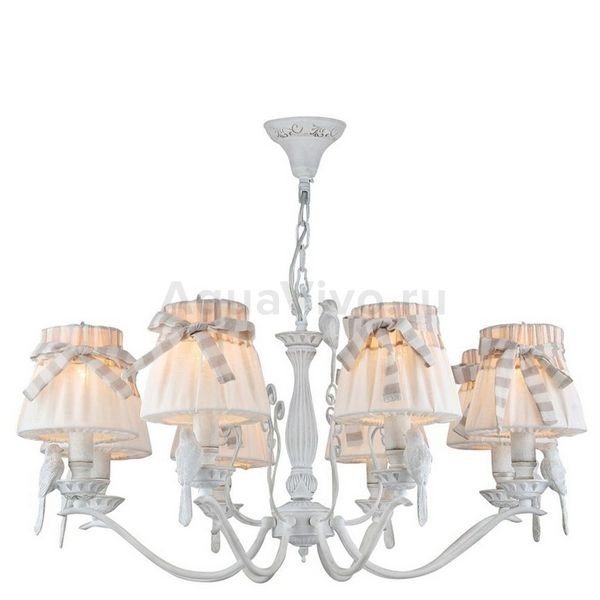 Подвесная люстра Maytoni Bird ARM013-08-W, арматура цвет белый, плафон/абажур ткань, цвет белый