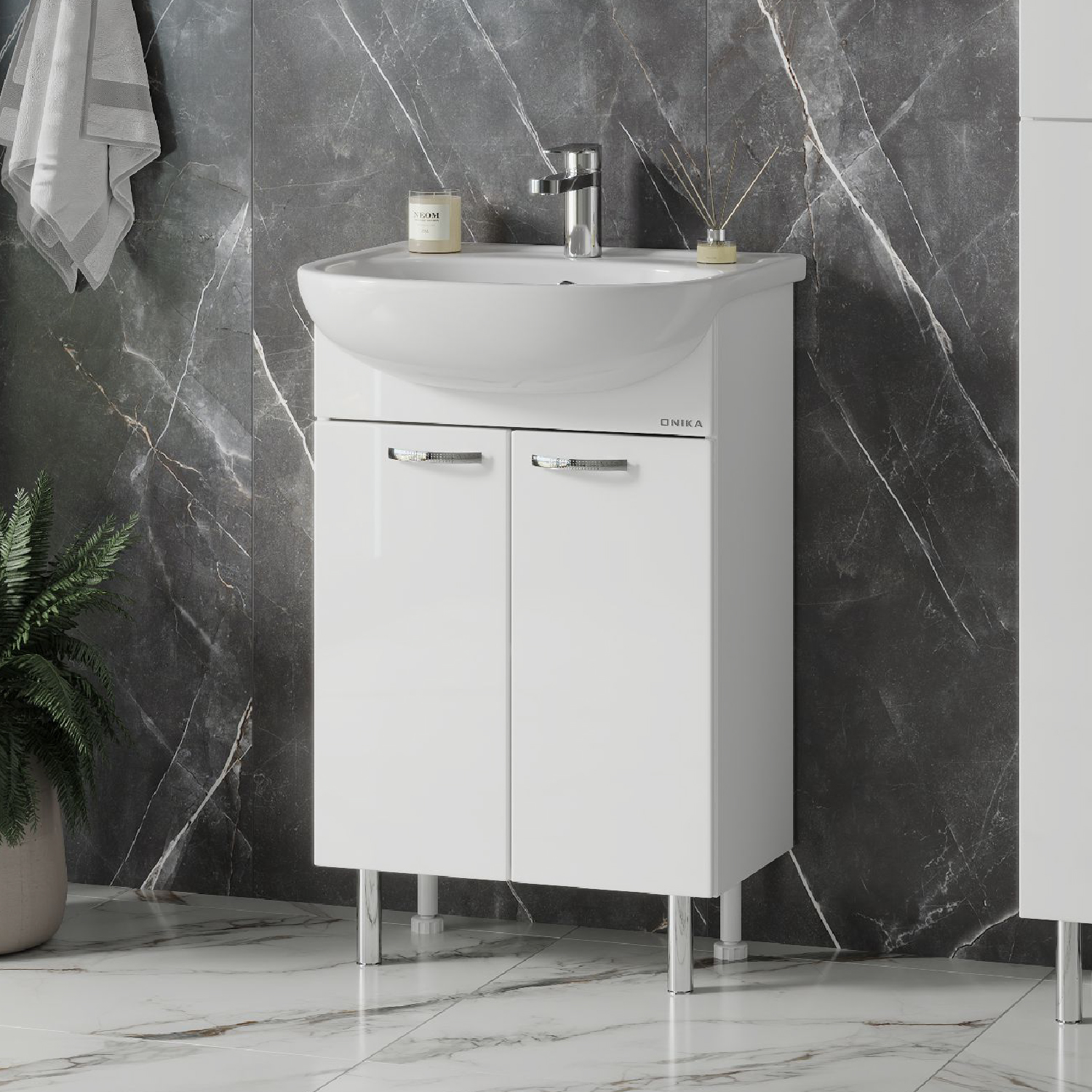 Тумба под раковину Оника Коралл 60, цвет белый - фото 1