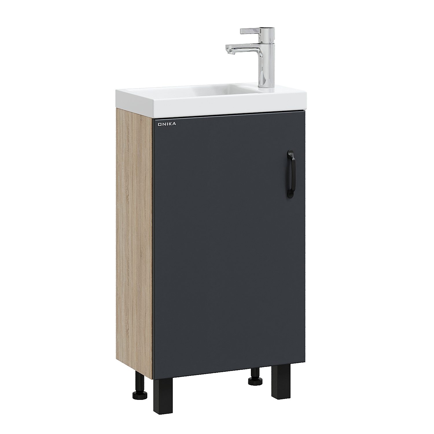 Тумба под раковину Оника Тимбер 45, напольная, цвет серый матовый / дуб сонома - фото 1
