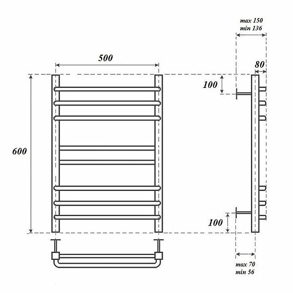 Полотенцесушитель Point П8 50x60 водяной, цвет хром - фото 1