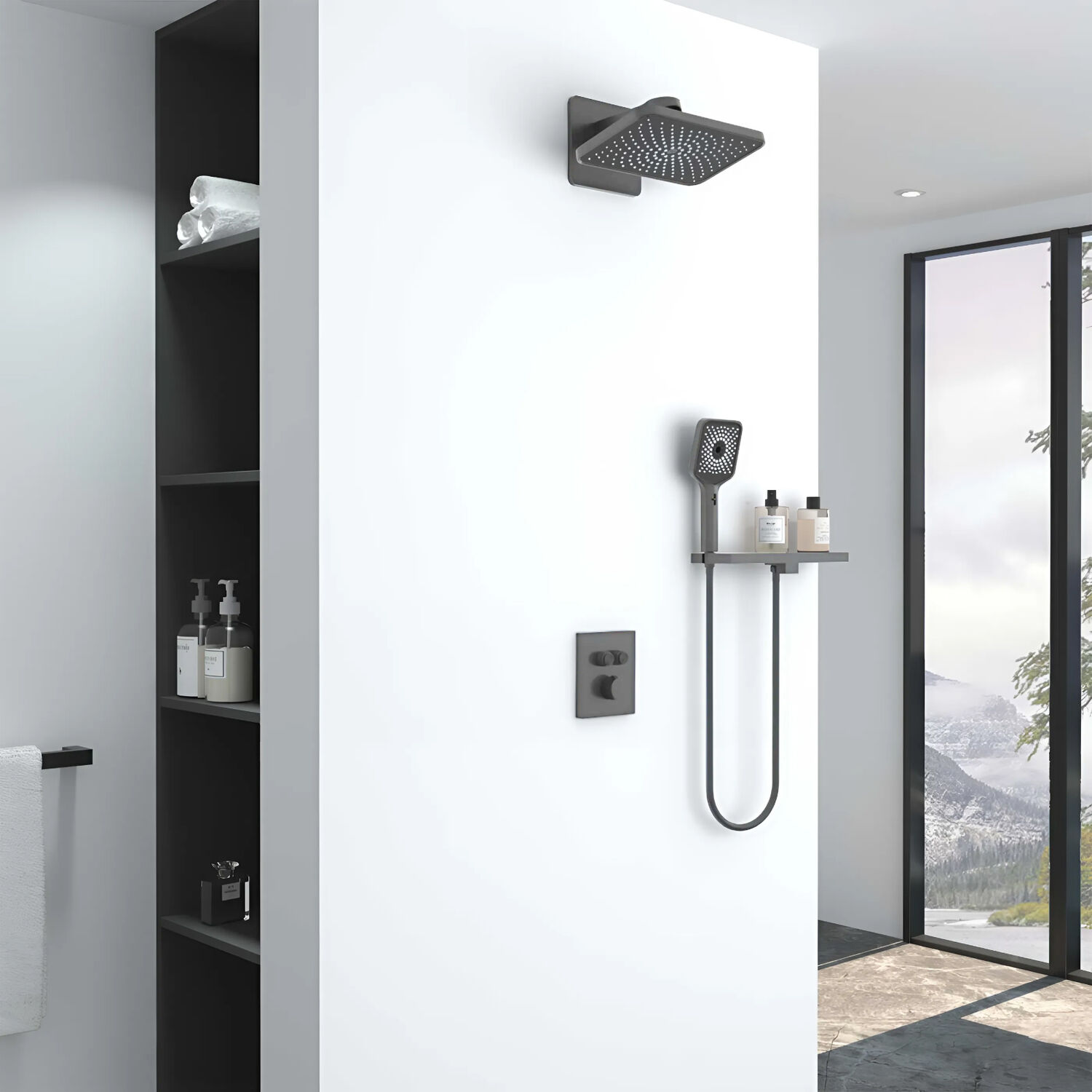 Душевой комплект Vincea Inspire VSFW-3I21MT4RGM, встраиваемый, цвет вороненая сталь - фото 1