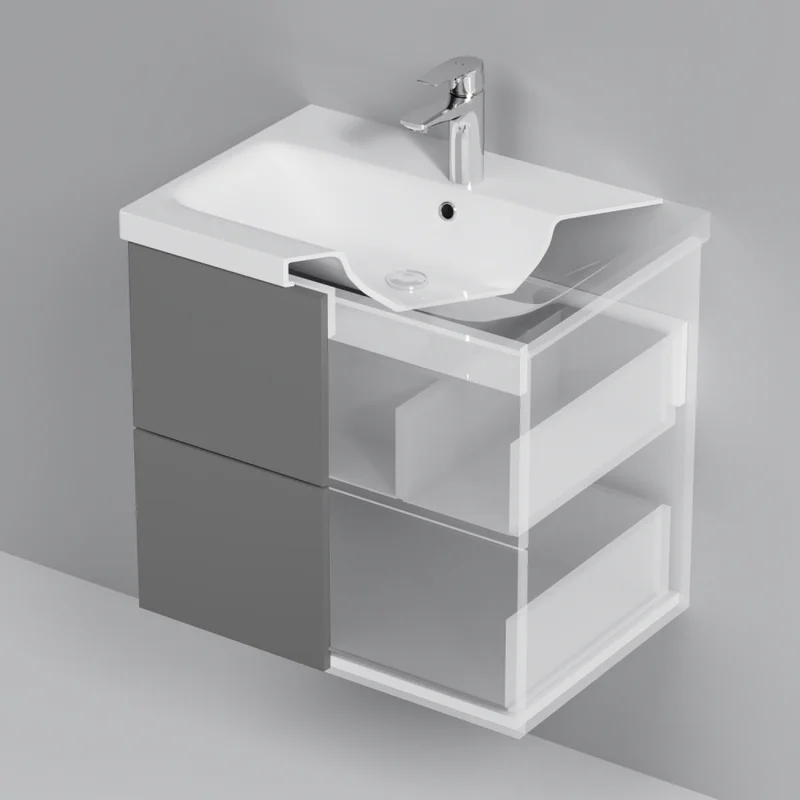 Тумба под раковину AM.PM Gem 60 подвесная, 2 ящика, цвет графит матовый - фото 1