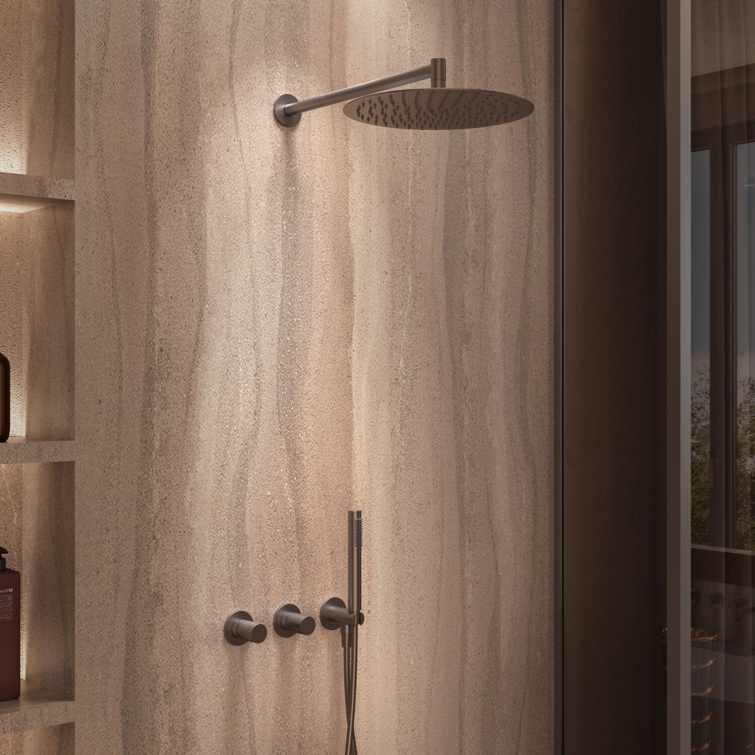 Душевой комплект Vincea Aura VSFW-6AU1GM, встраиваемый, цвет вороненая сталь - фото 1