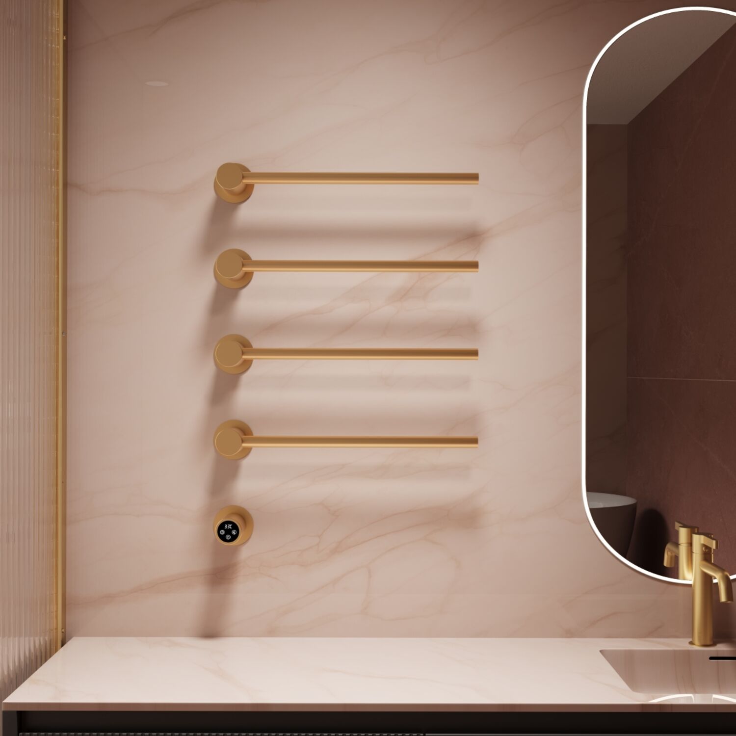 Полотенцесушитель Vincea VTD-2H1BG 53x67 электрический, цвет брашированное золото - фото 1