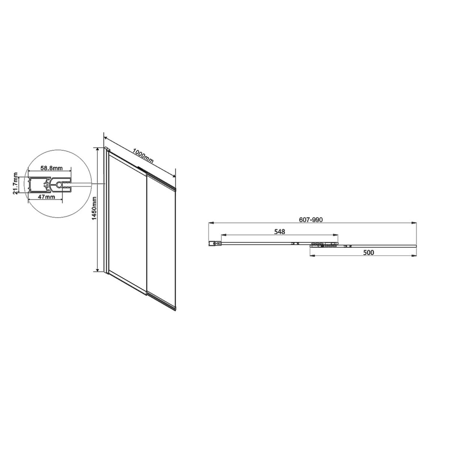 Шторка на ванну Vincea VSB-1E 100x145, стекло прозрачное, профиль вороненая сталь