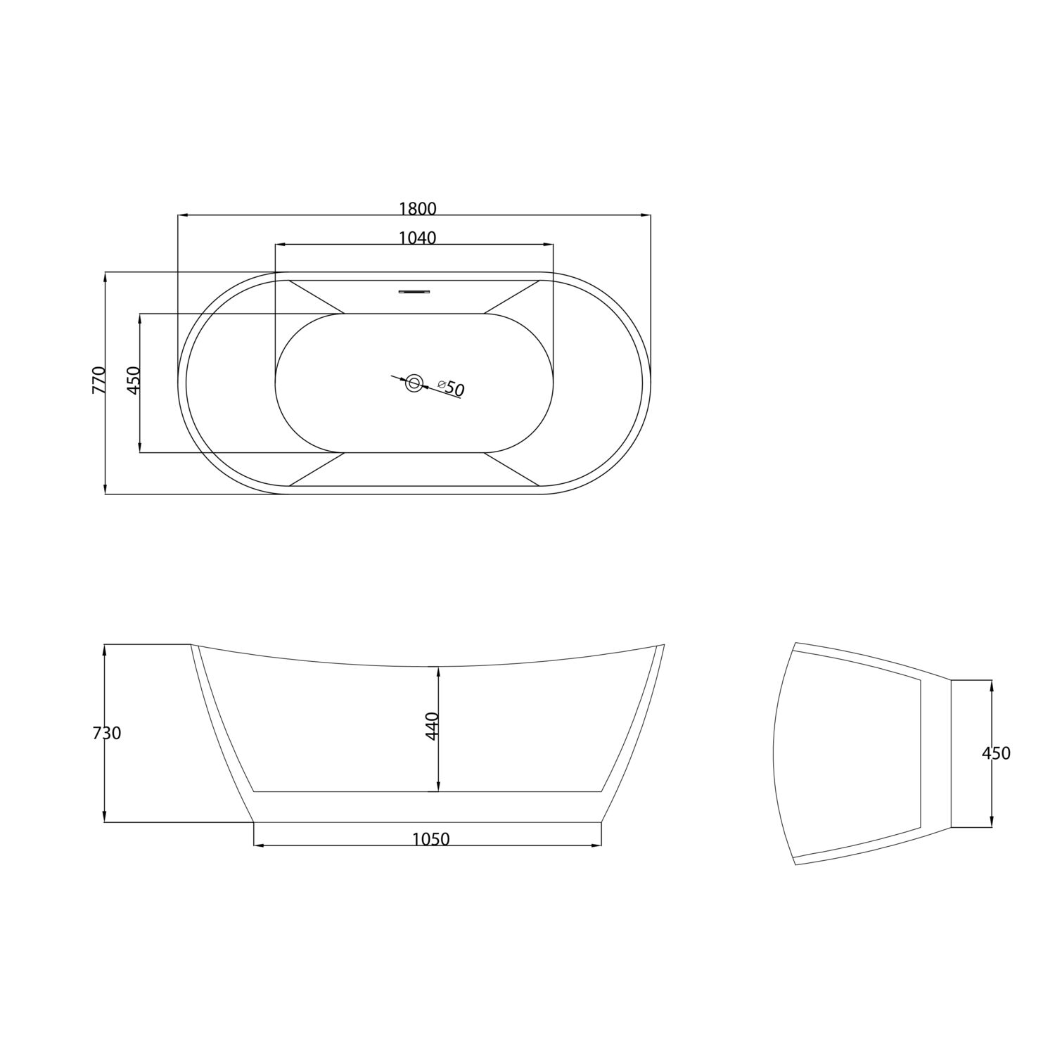 Ванна Grossman Galaxy GR-2103 180х77, цвет белый глянцевый - фото 1