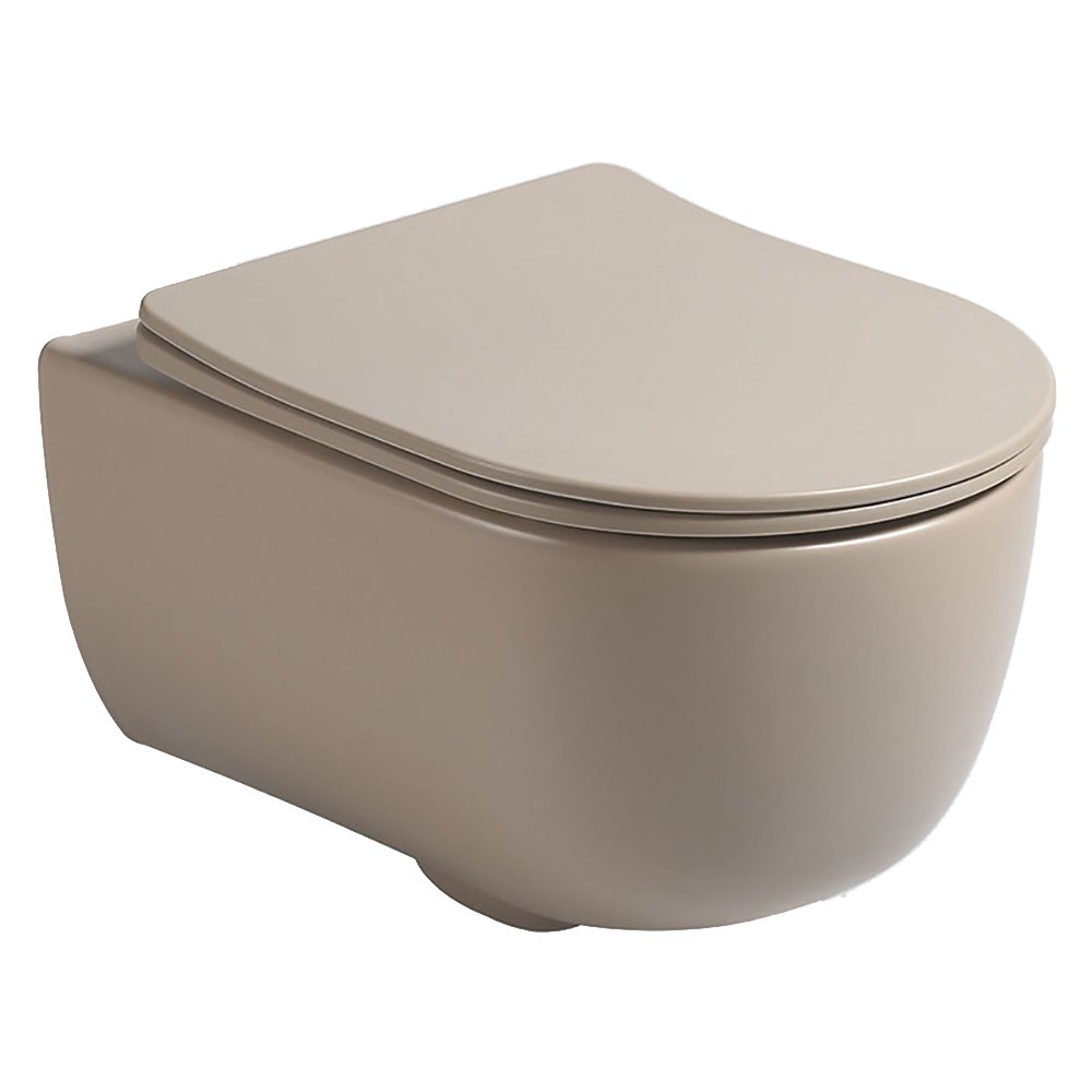 Унитаз Vincea Evo VT1-34SMC подвесной, безободковый, с сиденьем микролифт, цвет капучино матовый