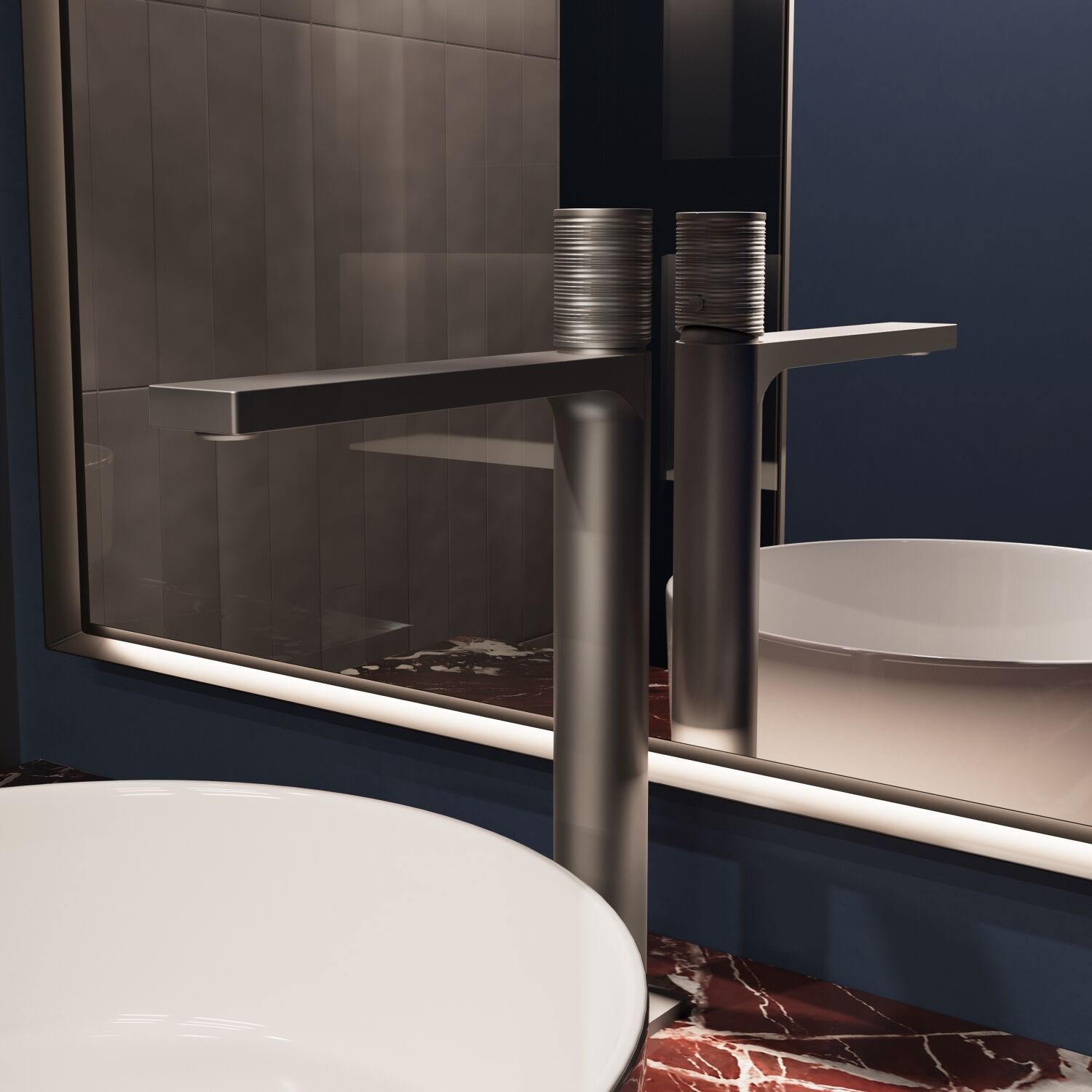 Смеситель Vincea Domus VBF-5DM02GM для раковины, цвет вороненая сталь - фото 1