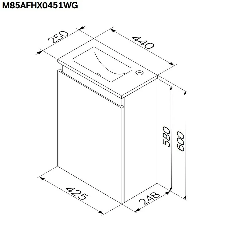 Тумба под раковину AM.PM X-Joy 45 подвесная, цвет белый глянец/дерево