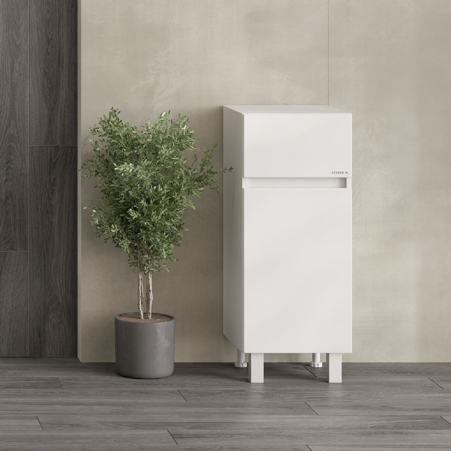 Тумба Оника Милтон 30, с бельевой корзиной, цвет белый - фото 1