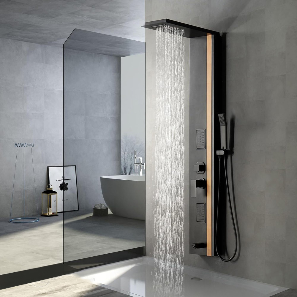Душевая панель CeruttiSPA Rosanna CT10400, с гидромассажем, цвет черный - фото 1
