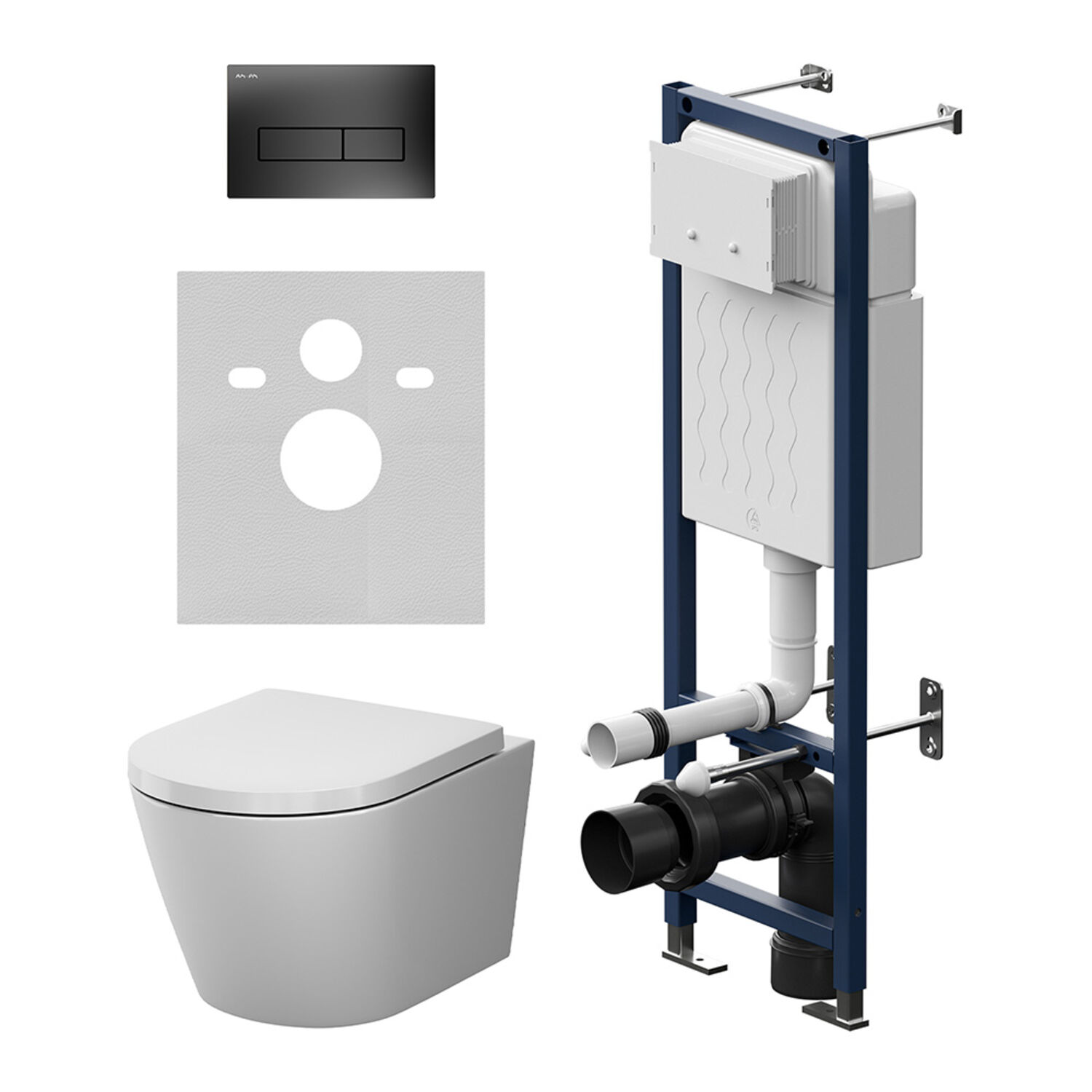 Комплект AM.PM IS110338.851900 инсталляции ErgoFit с черной кнопкой и подвесного унитаза X-Joy Aquaspin с сиденьем микролифт