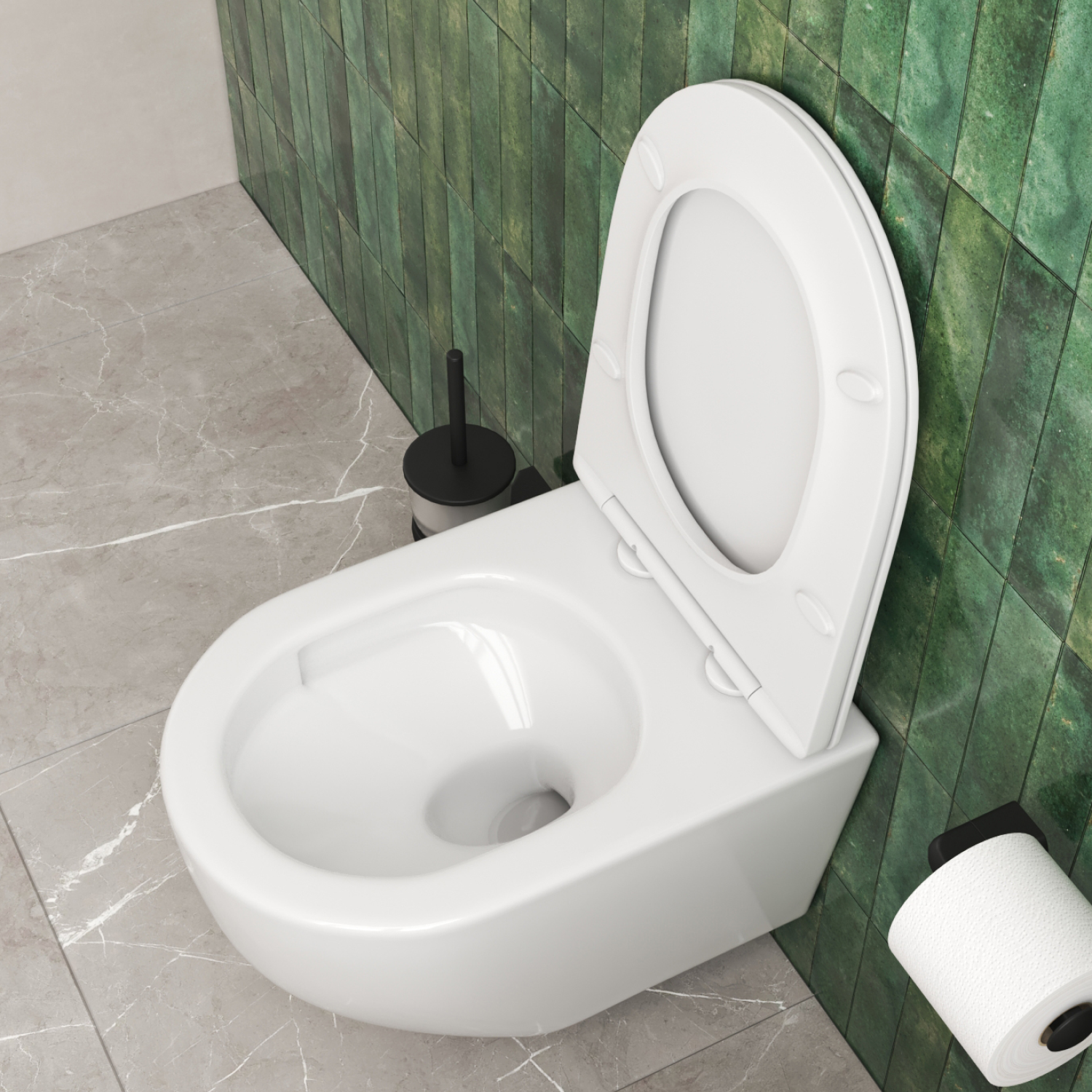 Унитаз Joki Stella XL T JK5751037 подвесной, безободковый, смыв торнадо, с сиденьем микролифт, цвет белый глянец