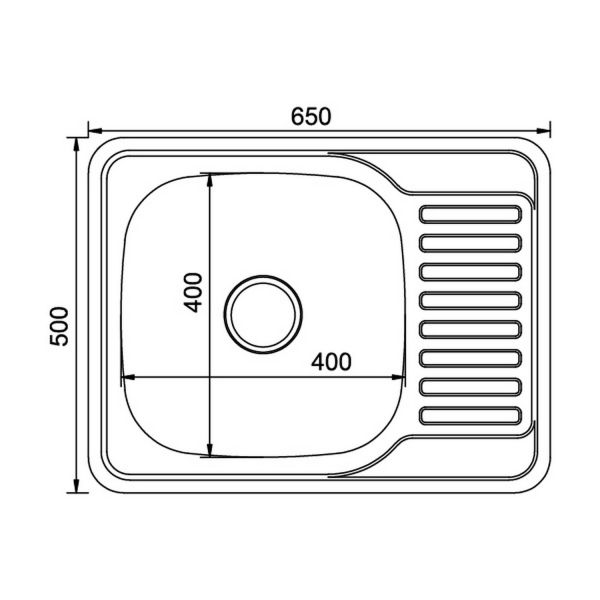 Кухонная мойка Mixline 533712 65x50, с крылом, правая, цвет хром 