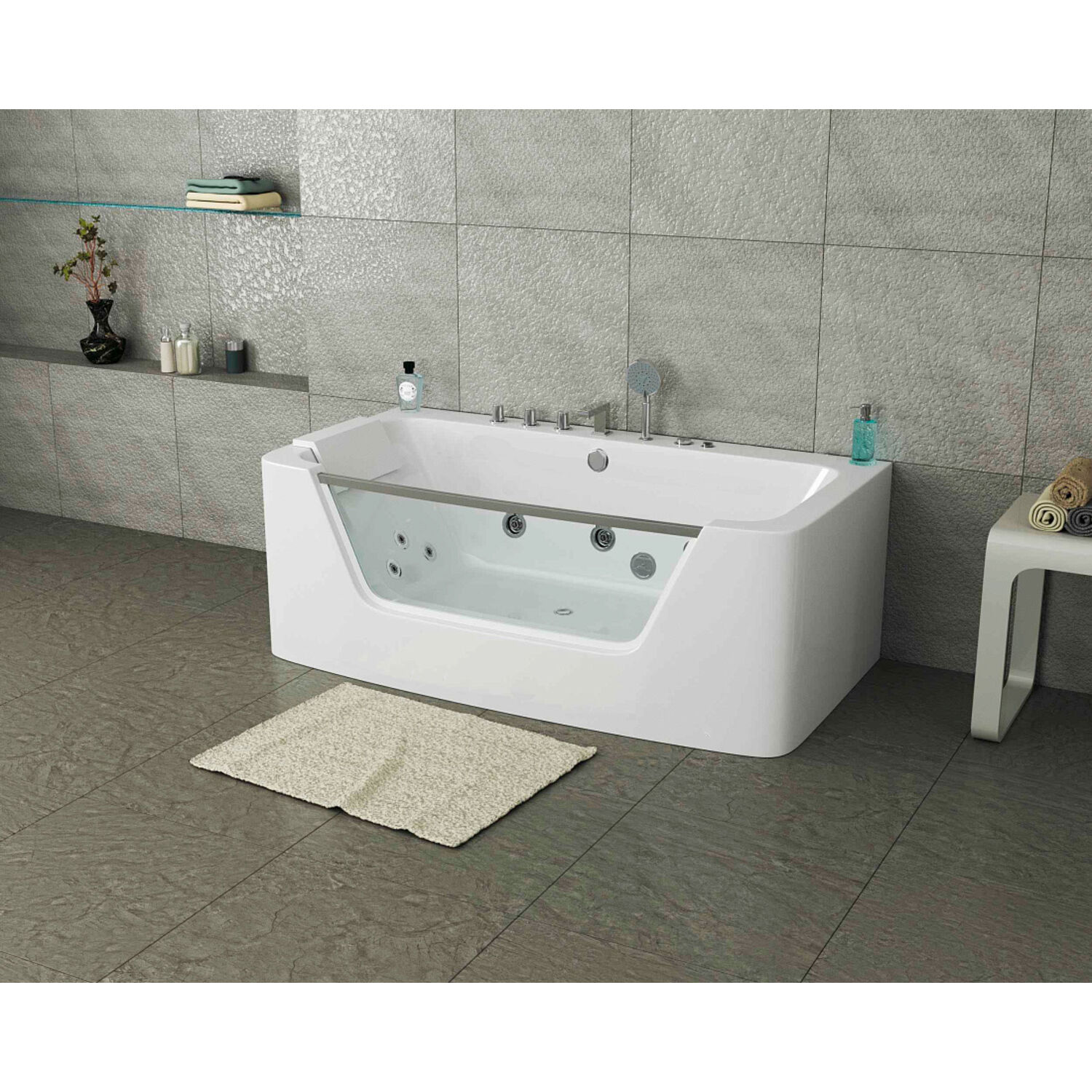 Ванна Grossman GR-15085-1 150x85, с гидромассажем, цвет белый