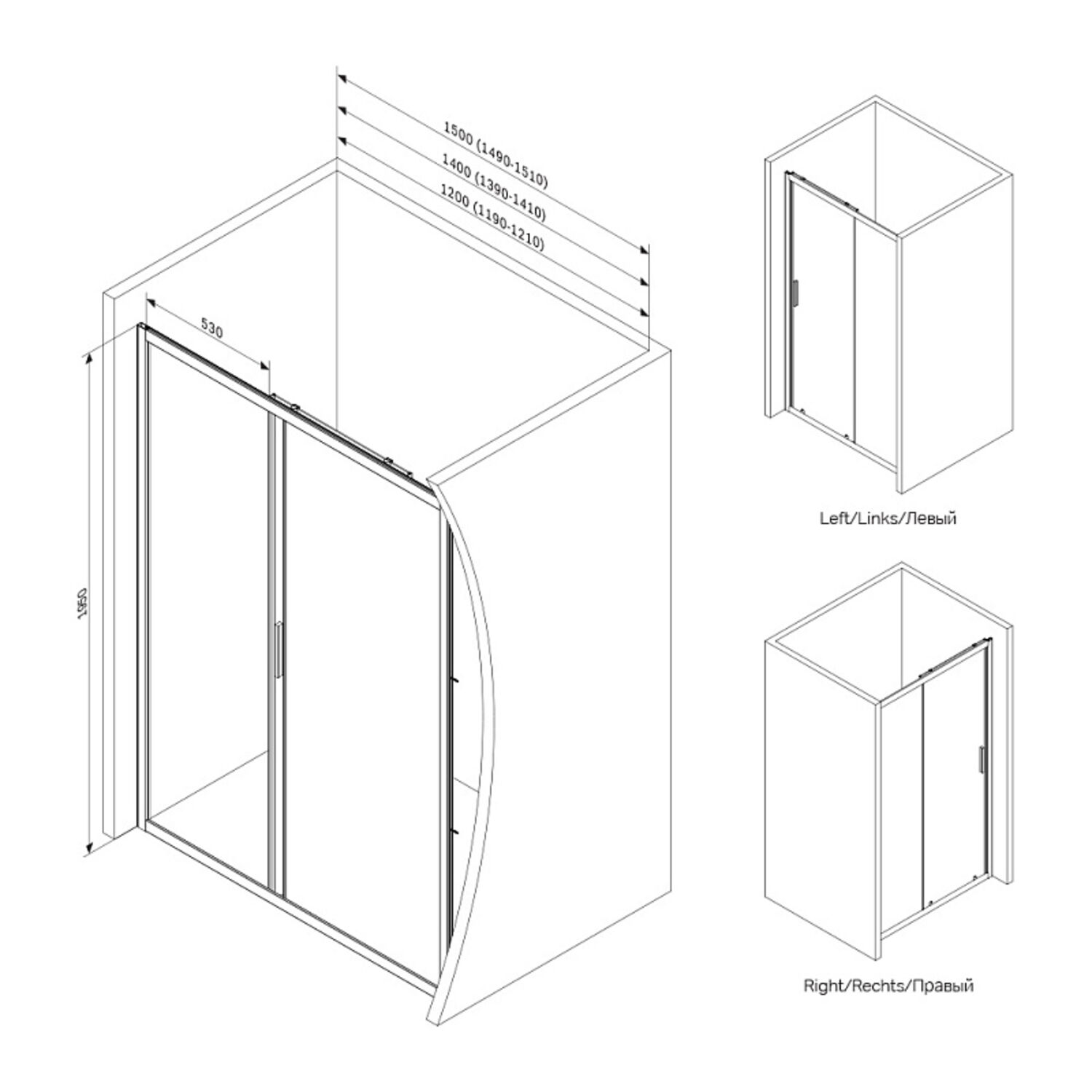 Душевая дверь AM.PM Gem W90G-120-1-195MT 120x195, стекло прозрачное, профиль серебристый - фото 1