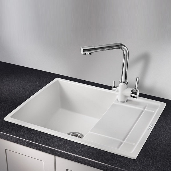 Кухонная мойка Granula GR-6501 WH 65x50, с крылом, цвет арктик - фото 1