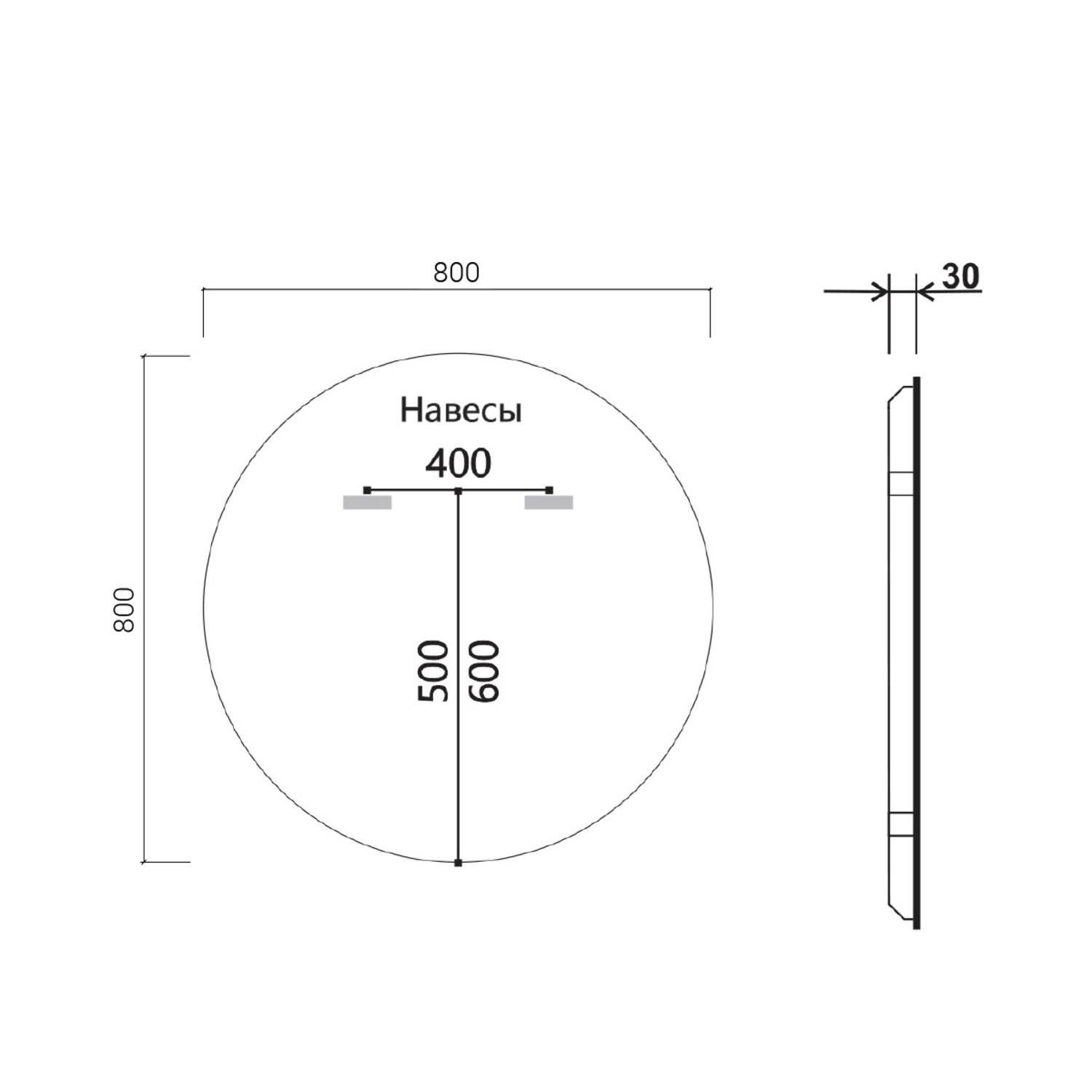 Зеркало Vincea VLM-3DE800B LED 80х80, с подсветкой, сенсорным выключателем и диммером, цвет черный - фото 1