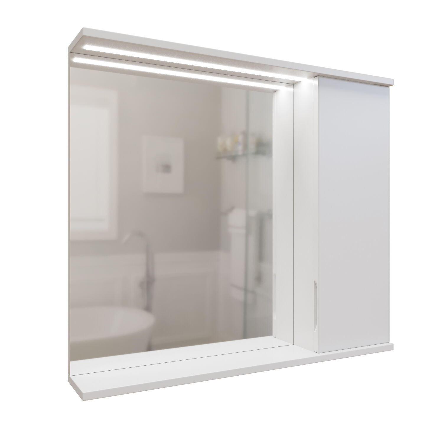 Шкаф-зеркало Mixline Лайн 80, правый, с подсветкой, цвет белый - фото 1