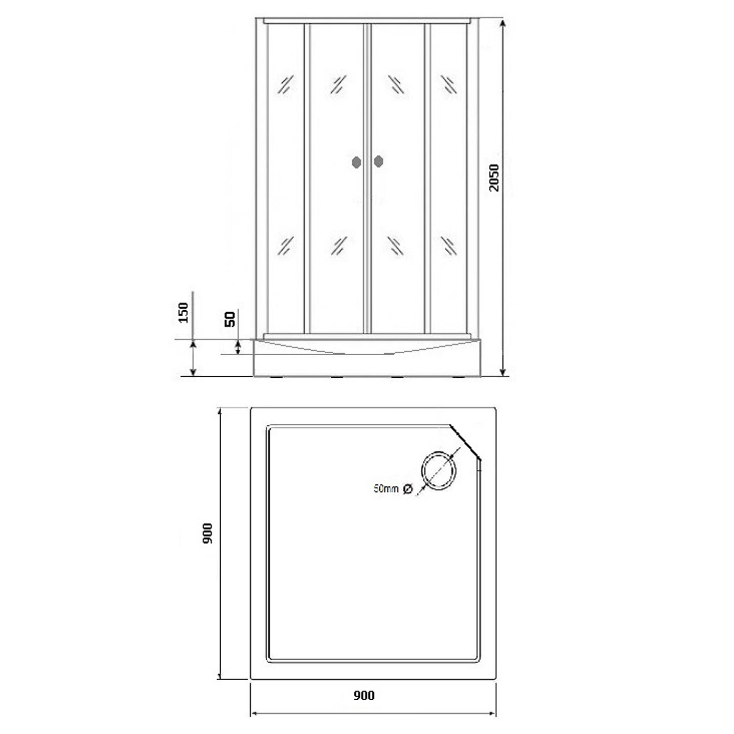 Душевая кабина Grossman Classic GR-171Q L 90x90, стекло прозрачное / матовое, профиль хром, левая - фото 1